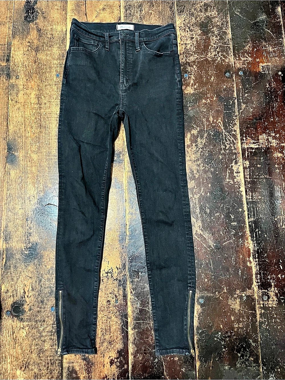 Madewell 11" High-Rise Roadtripper Jeans: Ankle-Zip Edition Skinny Jeans Black